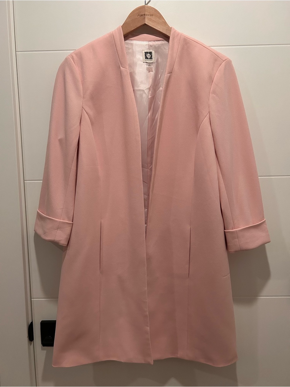 Anne Klein Light Pink Women's Open Front Coat Blazer